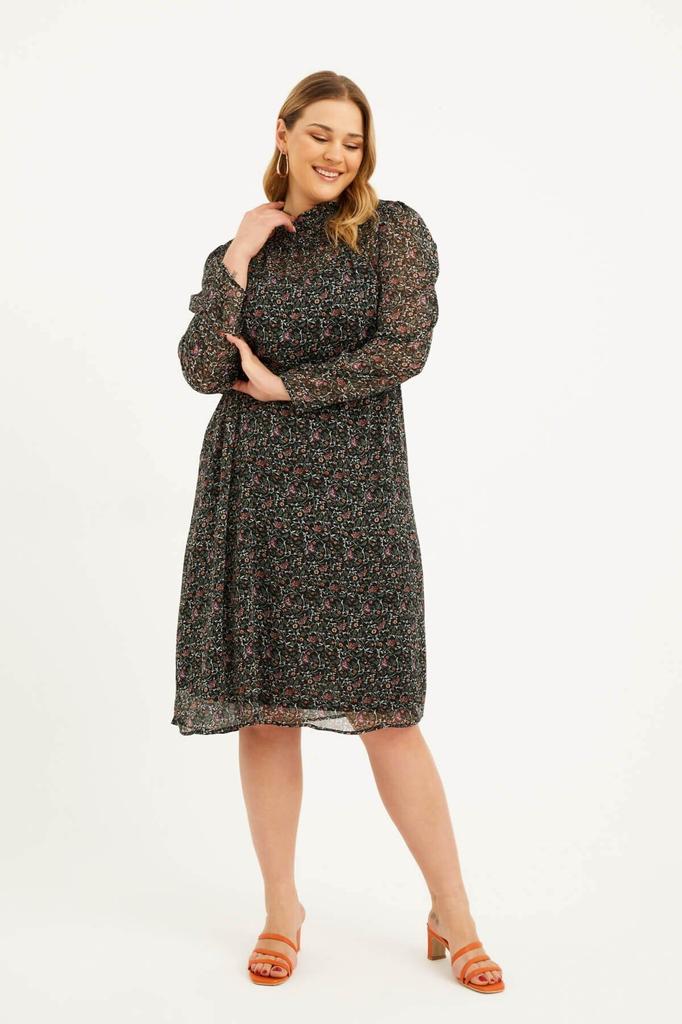 Женское платье большого размера, шифоновое платье с деталью из ткани Gipe на подкладке