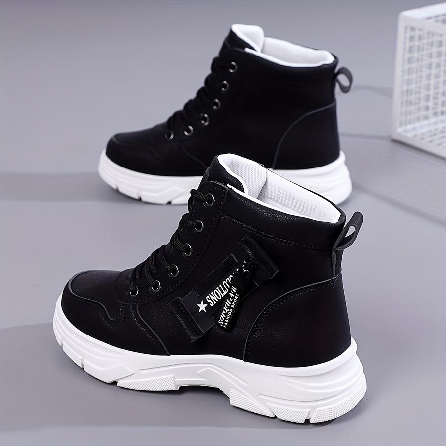 [Удобные кроссовки] Легкие, удобные женские модные кроссовки с высоким верхом | Белая ПУ ткань, подошва ТПР, застежка-молния, идеально подходят для весны, осени