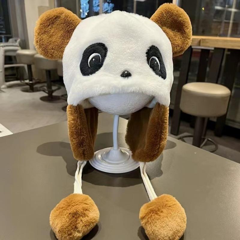 Children's Hats Winter Cute Cartoon Panda Plush Hats Baby Bag Head Hats Boys and Girls Thickened Thermal Ear Hats
