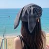 Корейский стиль Кроличьи уши Восьмиугольная шляпа Большой обхват головы Женская шляпа художника Клетчатый берет Дамы