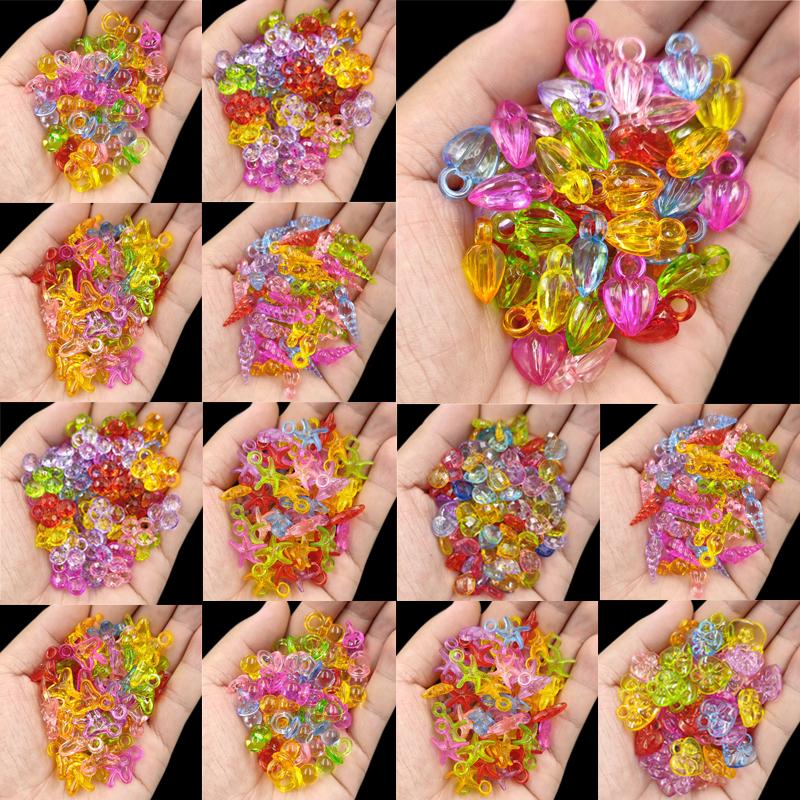 Creative Mixed Colours Necklace Bracelet Pendant For Jewelry Making Transparent DIY Crafts Wholesale Loose Beads 20/40Pcs Drop Heart Arrow