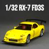 1/32 Mazda RX-7 FD3S Гоночная Миниатюрная Металлическая Модель Игрушечного Автомобиля Звук и Свет Двери Открываются Коллекция Подарок для Детей Мальчика Ребенка