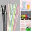 100Pcs Flexible Plastic Straws Disposable Drinking Straws Assorted Colors 21cm Bendable Striped Design Juice Straws for Parties Events