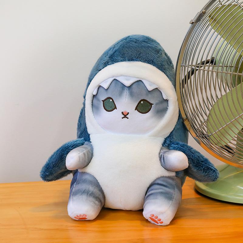 Shark cat plush toy funny doll sleeping with throw pillow large children's birthday gift cat transformation doll