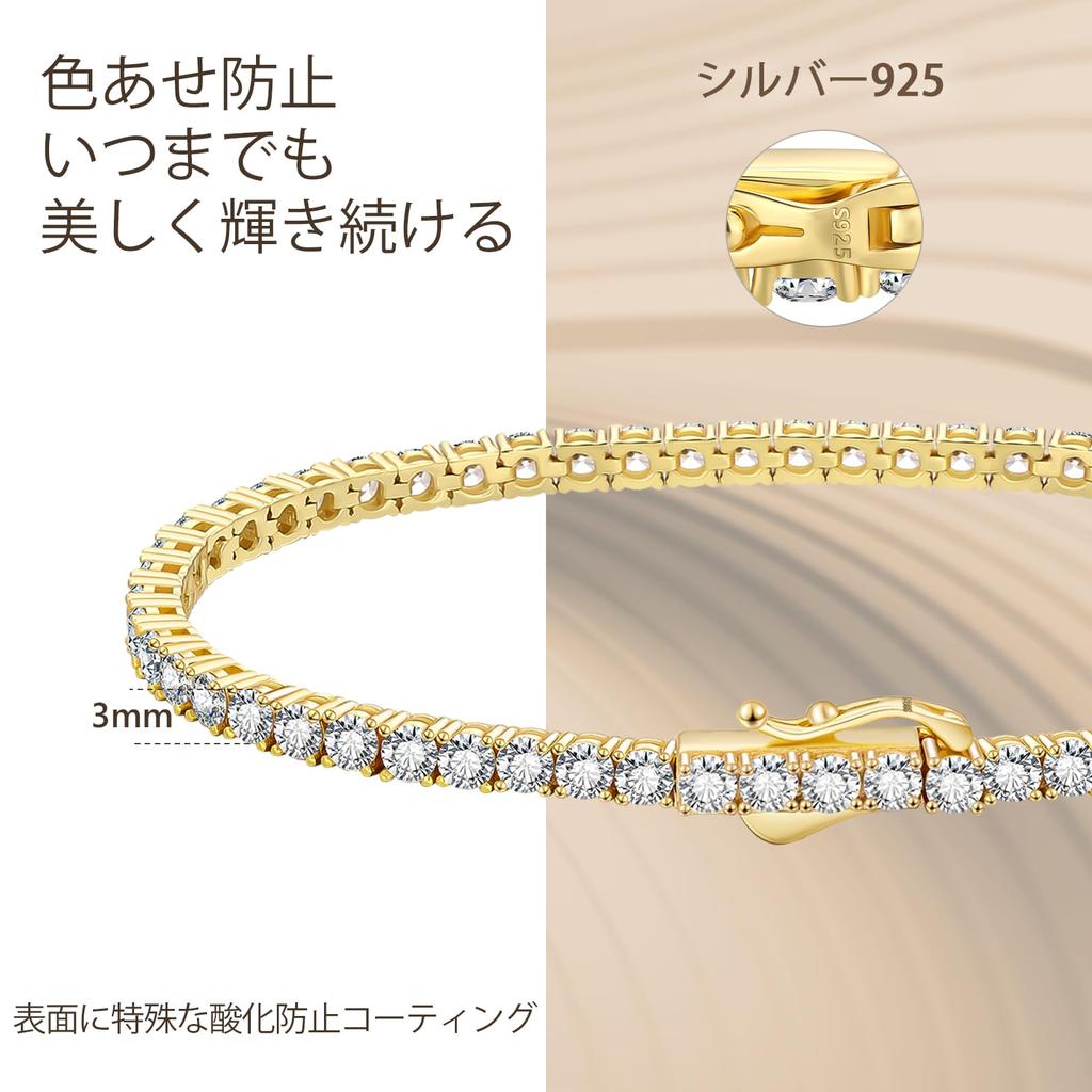 3mm Tennis Bracelet Bracelet S925 Silver Zirconia K14 Gold Plated CZ Diamond Bangles Bracelet Hip Hop Jewelry Bling Unisex Anniversary Birthday