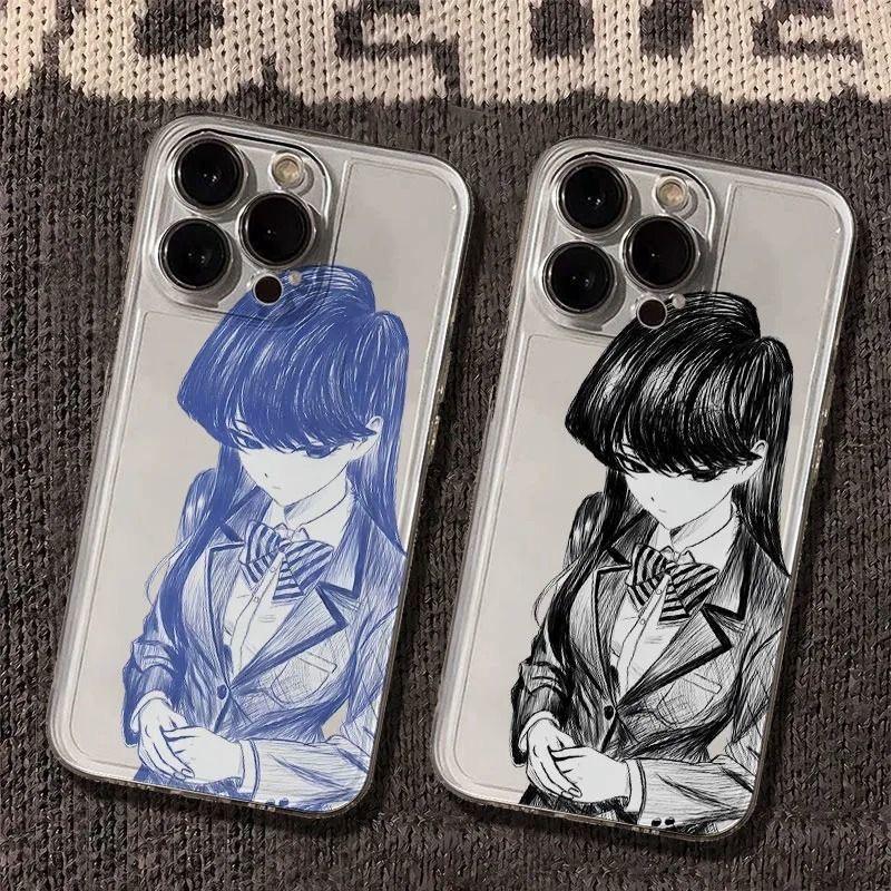 Manga School Girl Sketch Pattern Phone Case for iPhone 17 16 15 14 13 12 11 16E Series Pro Max Plus Double Layer Protection
