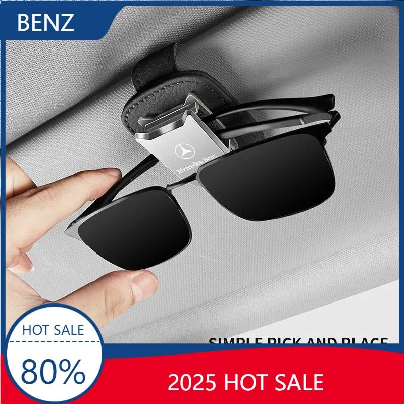 WSNPW1 For MERCEDES-BENZ AMG New 2025 Multifunction Car Sun Visor Glasses Clip Leather Eyeglasses Clip For Mercedes Benz B/C/E/S Class