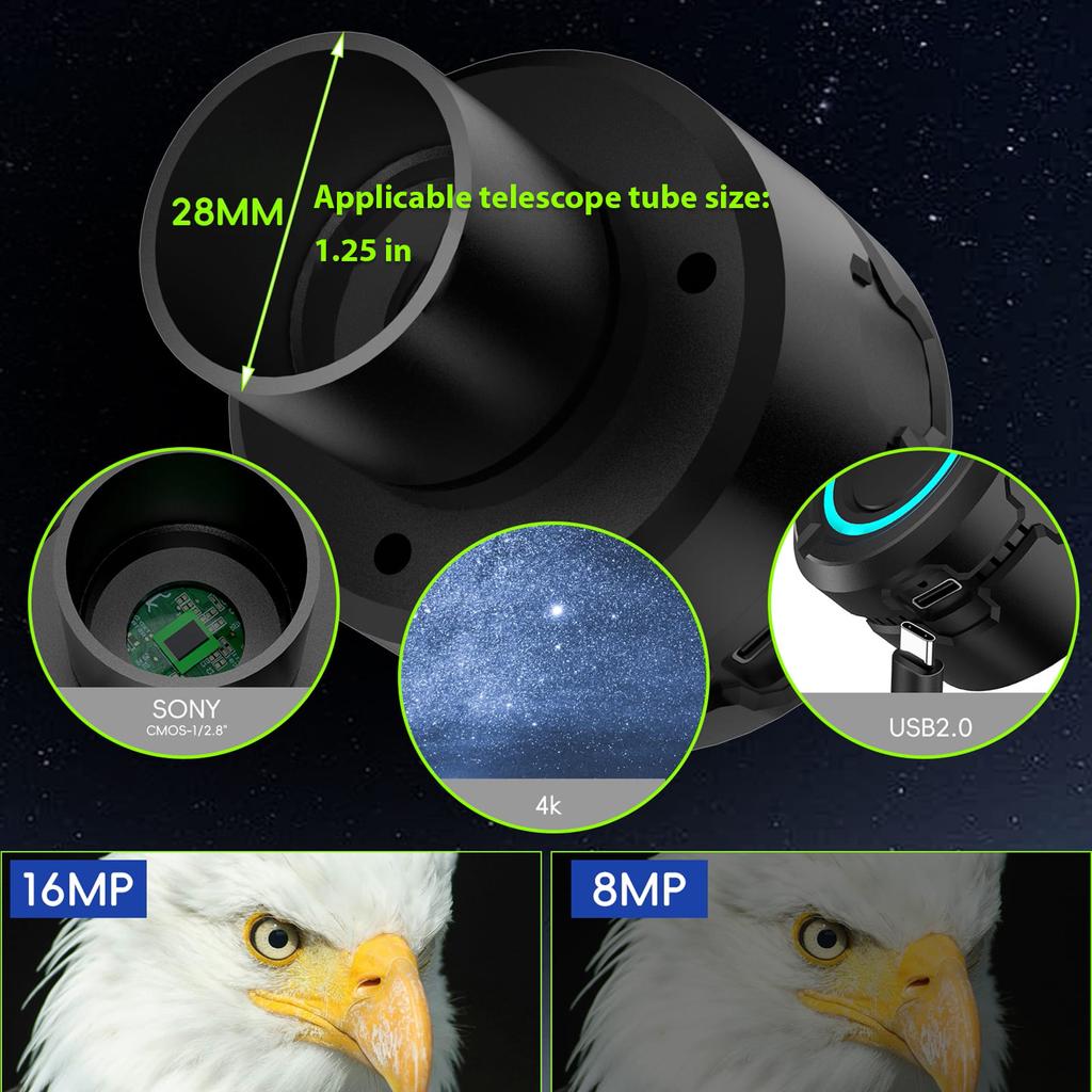 Wireless WiFi Digital Eyepiece for Telescope Camera 4K Video Recording Photo Taking Built In Battery Electronic