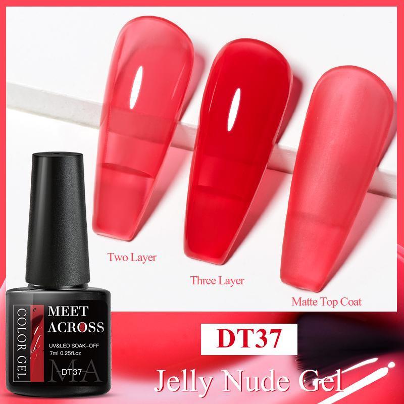MEET ACROSS 1 Bottle 7ml Jelly Amber Gel Polish Translucent Jelly Nail Gel Manicure UV LED Semi Permanent Soak Off Nail Polish