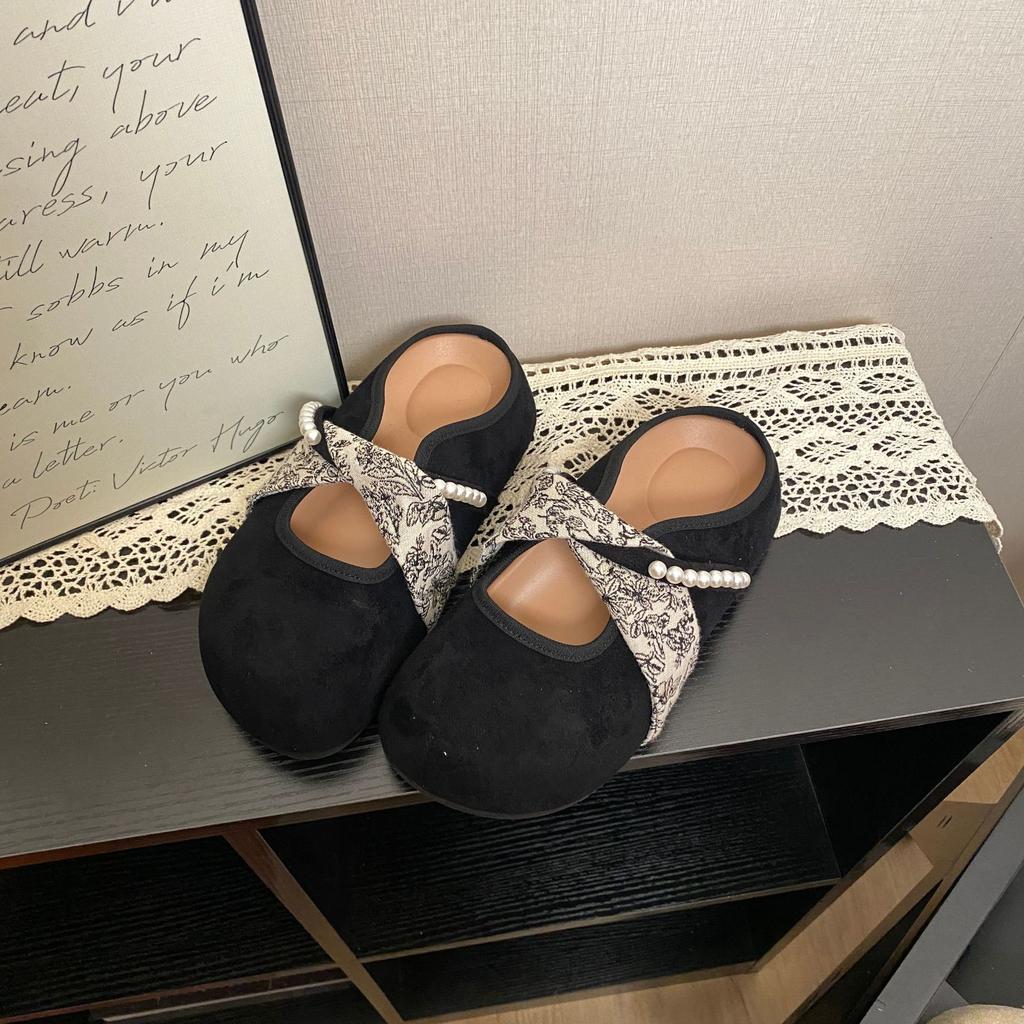 Нежные балетки в стиле феи 2025 года, новый французский ретро-темперамент, элегантные замшевые туфли Мэри Джейн с легким ртом