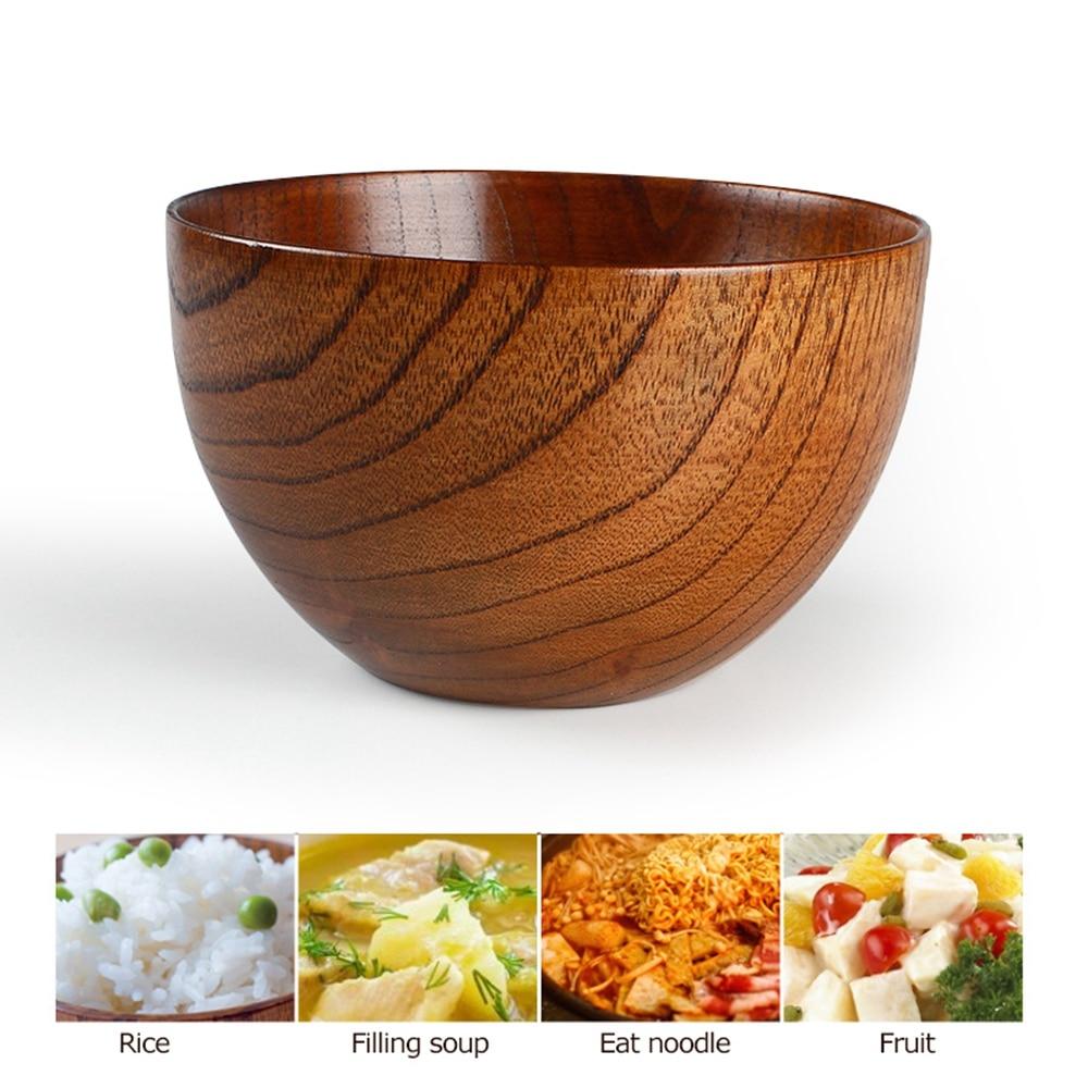 Деревянная миска в японском стиле, деревянная миска мармелад, круглая большая миска для супа, креативная детская миска для риса, посуда
