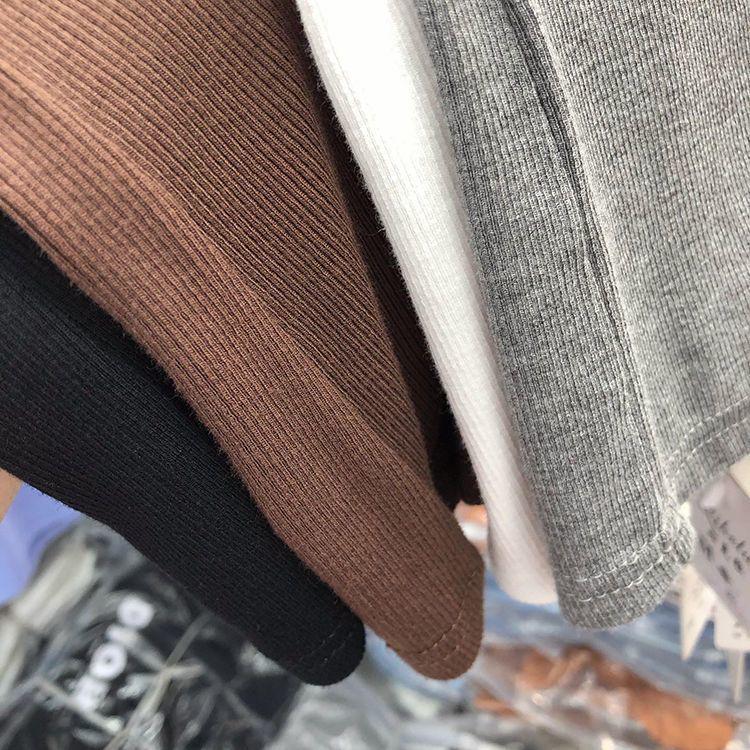 2023 Летняя женская облегающая однотонная футболка с круглым вырезом и коротким рукавом - корейский стиль