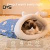 Зимний спальный мешок для кошек, уютный полузакрытый мешок для домашних кошек, самонагревающаяся плюшевая кровать для кошек мелких животных, обертывающаяся на 360 градусов
