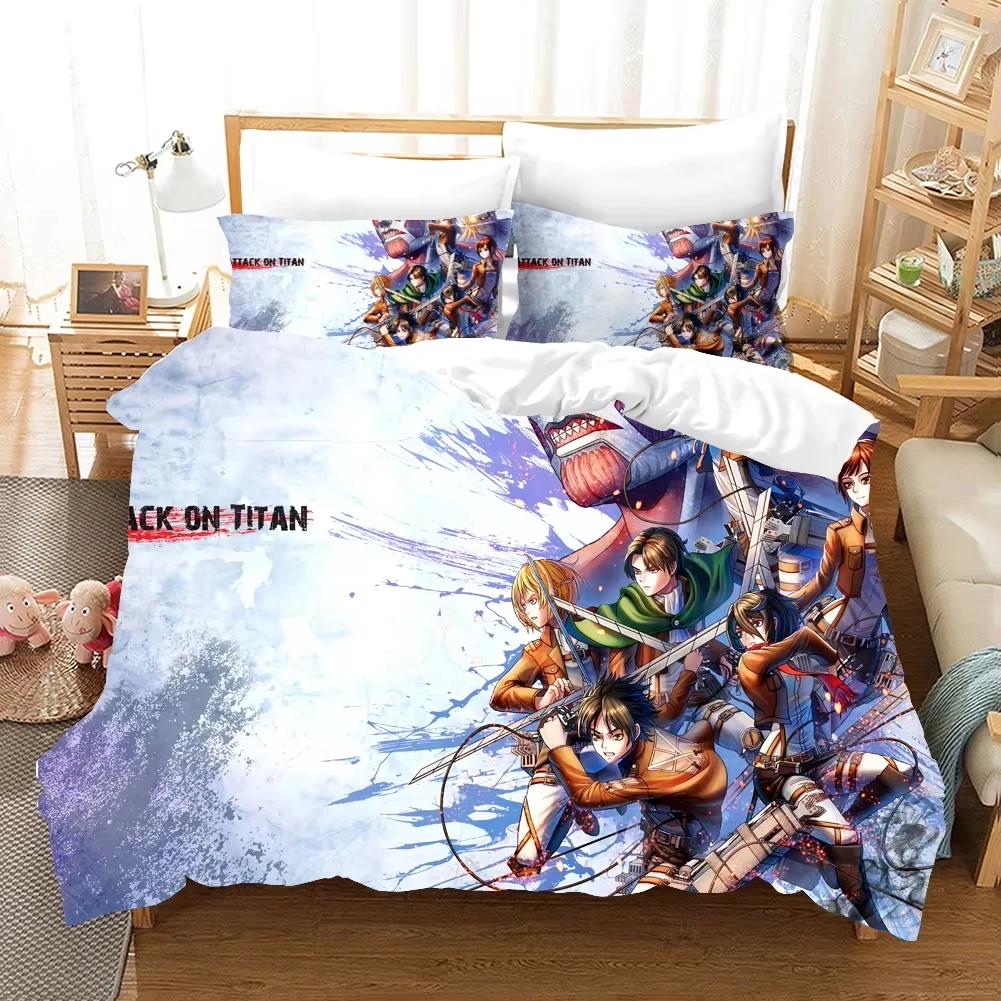 New Anime A-Attack O-On T-Titans Bedding Set Kawaii Loli Boy Duvet Cover 3D Print Japan Cartoon Bed Quilt Cover Pillowcase No Sheets