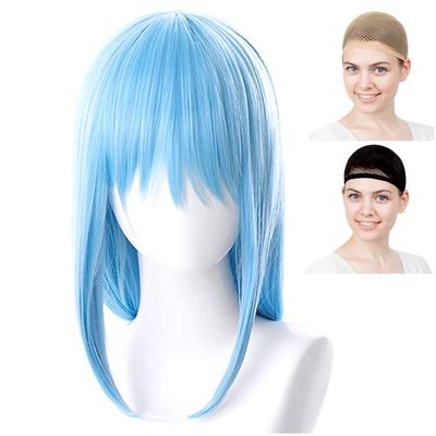 Парик для косплея «Когда я переродился в слизь» Tensura Rimuru Tempest Rimuru Tempest Slime Short Light Blue Light Blue White Merche Wig