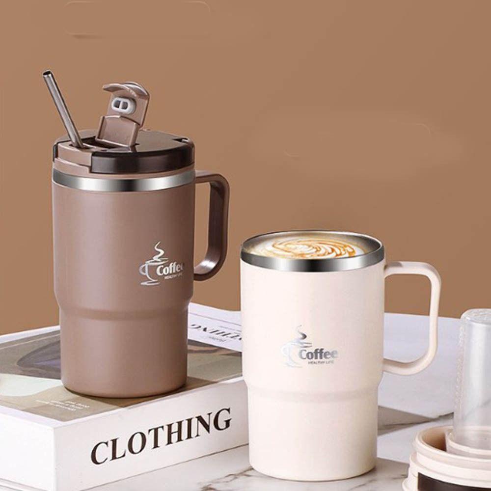 Термокружка из нержавеющей стали 304 с крышкой и ложкой, вакуумная кружка для офиса и путешествий