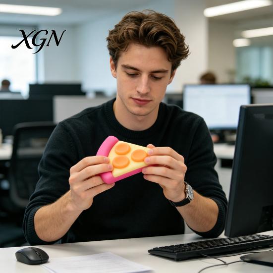Handheld Fidget Toy Pizza Piece Squeeze Stress Relief Mini Sensory Pinch Home Office Worker Soft Stretchy Simulation Food