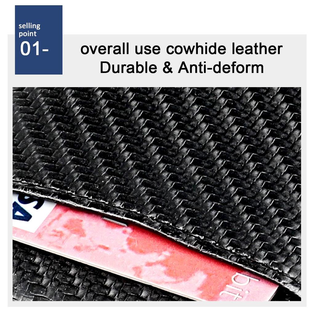 Мужской короткий кошелек из углеродного волокна с RFID и карманом для монет, с зажимом для купюр на лицевой стороне