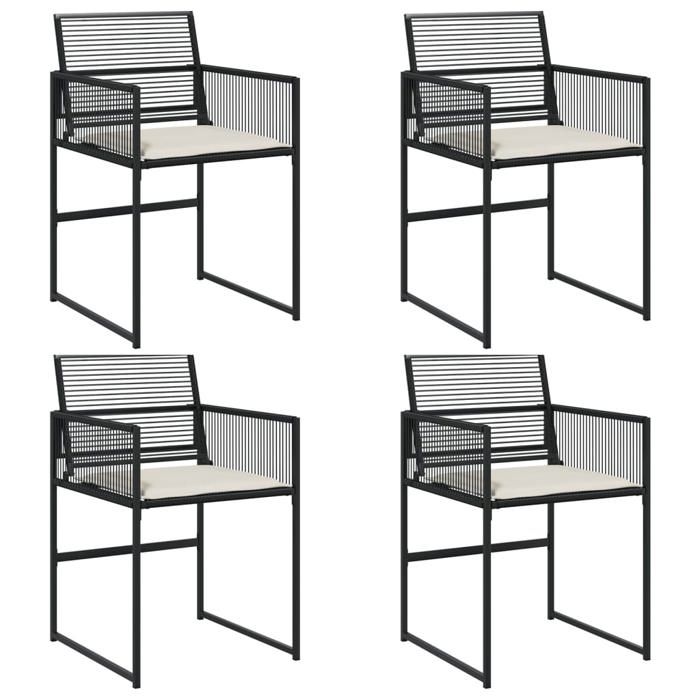 VidaXL Chaises de jardin lot de 4 avec coussins noir résine tressée, siège de jardin, sièges d'extérieur, chaise 4008575