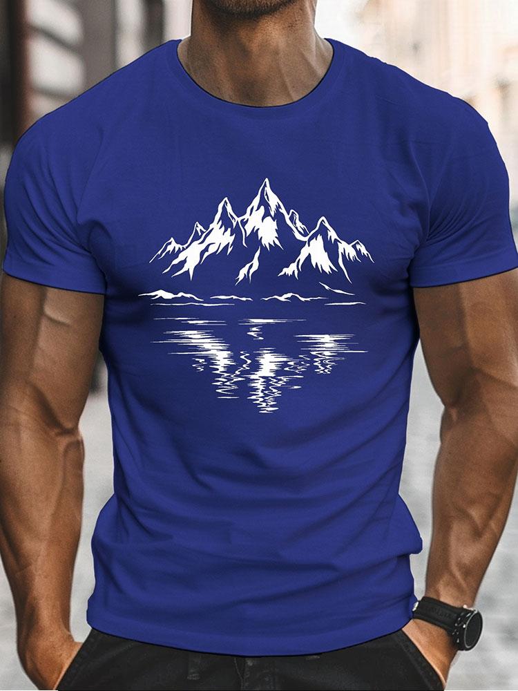 Мужская футболка с принтом 3D Mountain, летняя, удобная, дышащая, с короткими рукавами, для любителей активного отдыха, мужская футболка большого размера