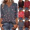 Women's T Shirt Print Button 3/4 Sleeve Daily Weekend Fashion Basic V- Neck Regular Top