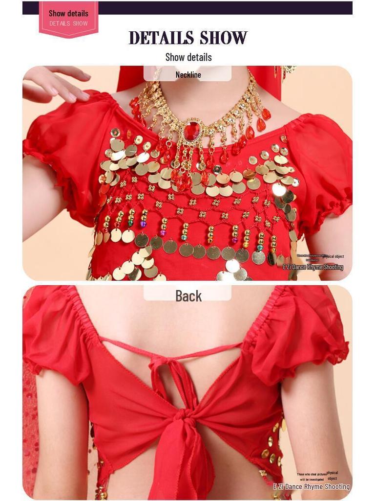 Детский костюм для индийского и синьцзянского народного танца - Наряд для выступления танца живота для девочек