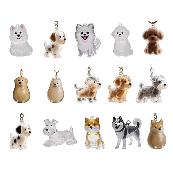 Dog Hair Collector Keychain Memorial Storage Keychain Dog Shape Charm Box Transparent Pet Fur