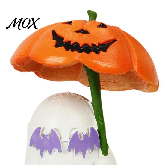 Festive Window Sill Decor Halloween Ghost Figurine with Pumpkin Umbrella And Bat Eyeglasses, Indoor Holiday Display Creative Statue for Party Desktop