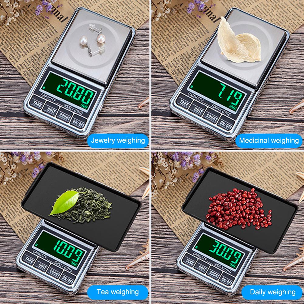 Portable Electronic Jewelry Scale 0.01g 100g/200g/300g/500g/1000g USB Plug-in Pocket Scales