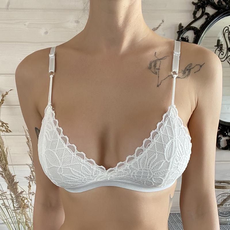 Женский цветочный бесшовный бюстгальтер без подкладок, сексуальный кружевной бюстгальтер без косточек