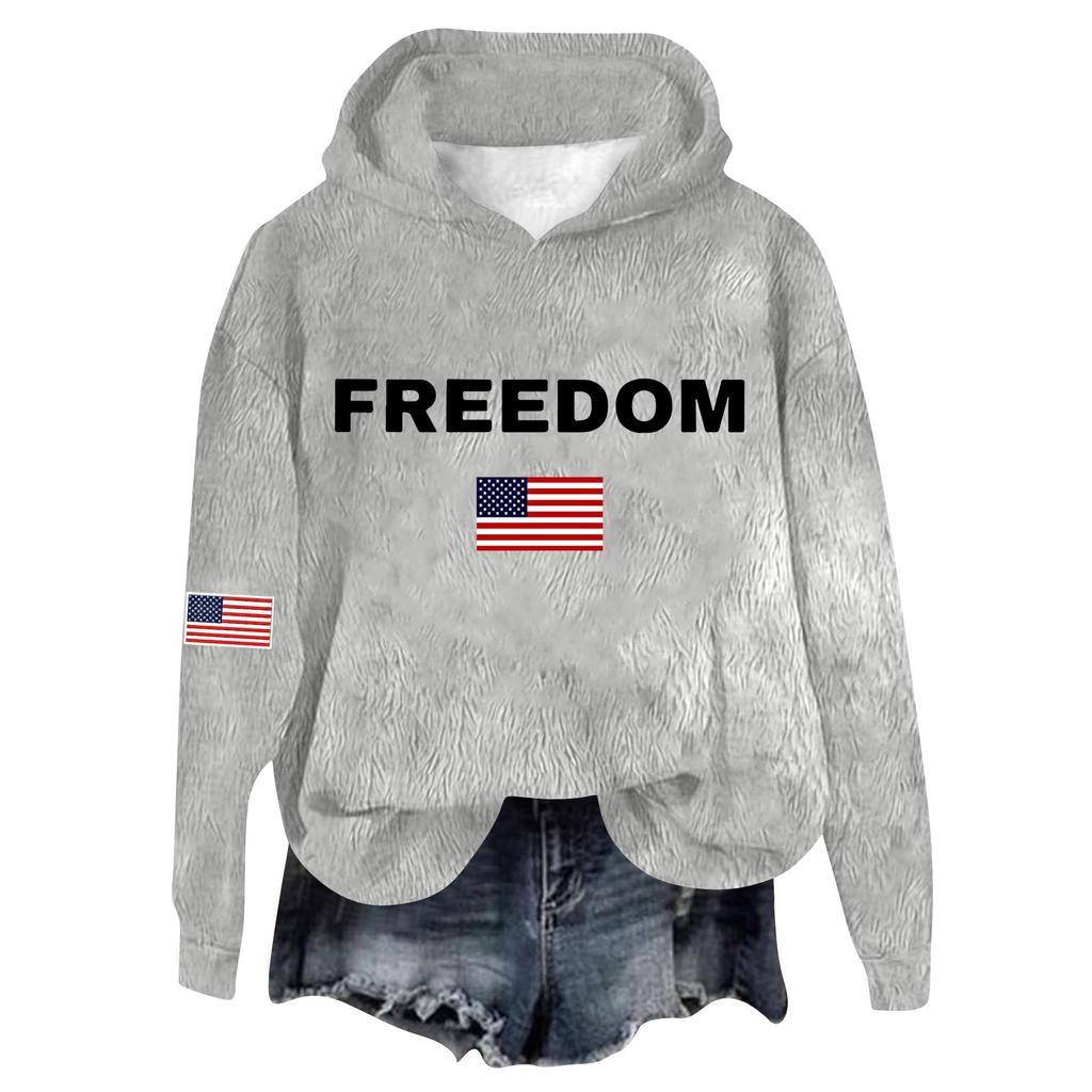 Women's Hooded Long Sleeve Printed Flannel Top Hooded Sweatshirt