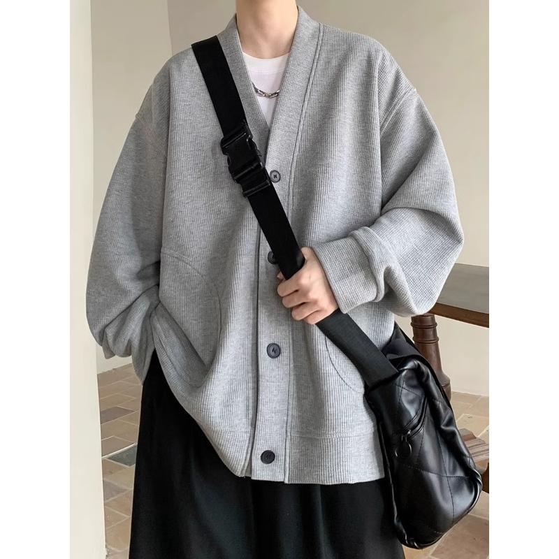 Пальто Мужской Летний Вязаный Кардиган Свитер Премиум Свободный Большого Размера Куртка