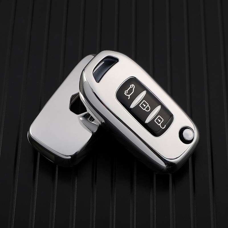 TPU Car Flip Key Case Cover Keychain Protector for Renault Kadjar Captur Megane Sandero Stepway Logan Clio 5 Arkana 2020 2021