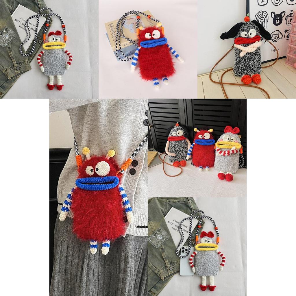 Fafunny Big Mouth Woven Crossbody Bag With Fabric Material For Street Fashion