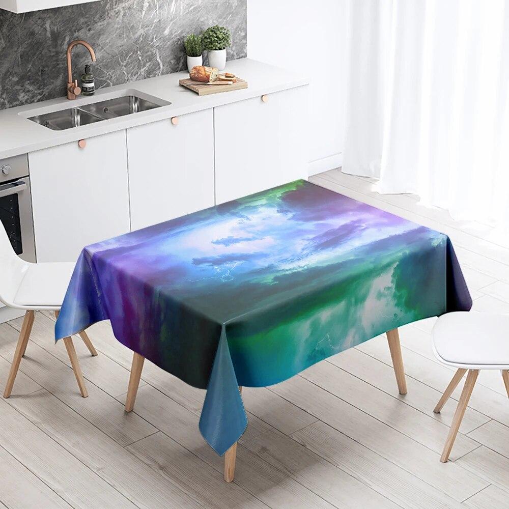 Starry Universe Tablecloth Cumulus Antifouling Waterproof Rectangular Kitchen Dining Table Home Decoration
