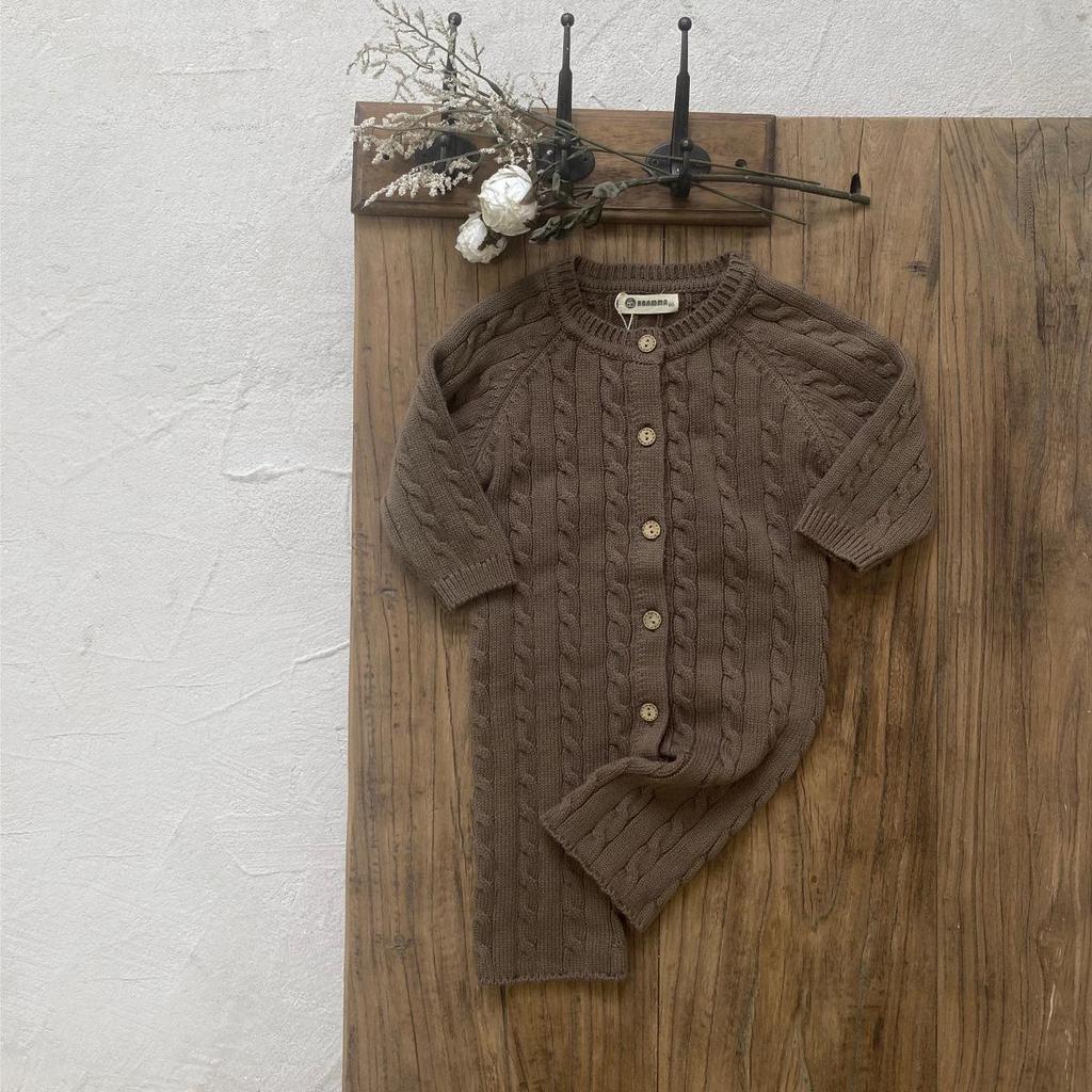 Unisex Baby Winter Cotton Knitted Sweater Jumpsuit: Long, Twisted Wool Design