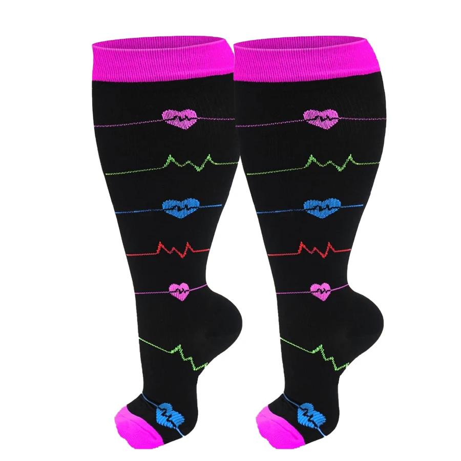 1/3 Pairs Plus Size Compression Socks For Women Wide Calf Knee High Support For Running Athletic Fit Cycling