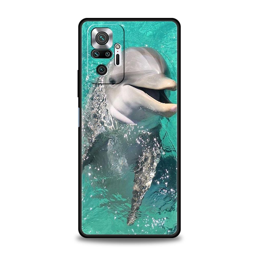 Чехол для телефона с изображением морского животного дельфина для Xiaomi Redmi Note 14 13 5G 10 11 12 Pro Plus 4G 14C 13C 12C 10C Черный
