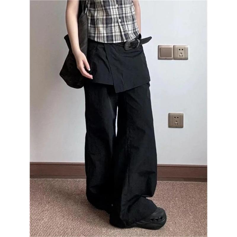 Women Black Gothic Baggy Pants Vintage Y2k Streetwear Oversize Pants Harajuku 90s Aesthetic Wide Leg Emo Trousers 2000s Clothes