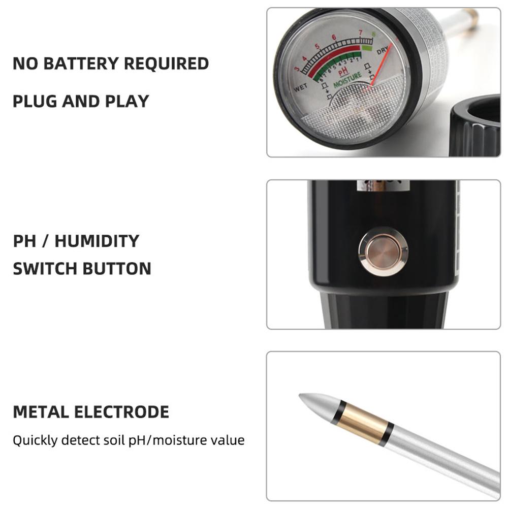 Тестер почвы Тестер pH и влажности Инструмент для измерения pH почвы и влажности Не требуется батарея