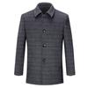 Men's Mid-length Windbreaker Single-breasted Woolen Woolen Coat Lapel Plaid Winter Middle-aged Casual Coat