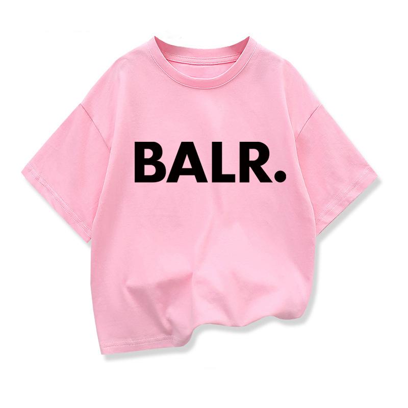 Летняя футболка для мальчиков Хлопок Повседневная Смешная BALR. Печать Крутые Свободные Топы с Круглым Вырезом для Малышей Детские Футболки с Коротким Рукавом Топы для Девочек