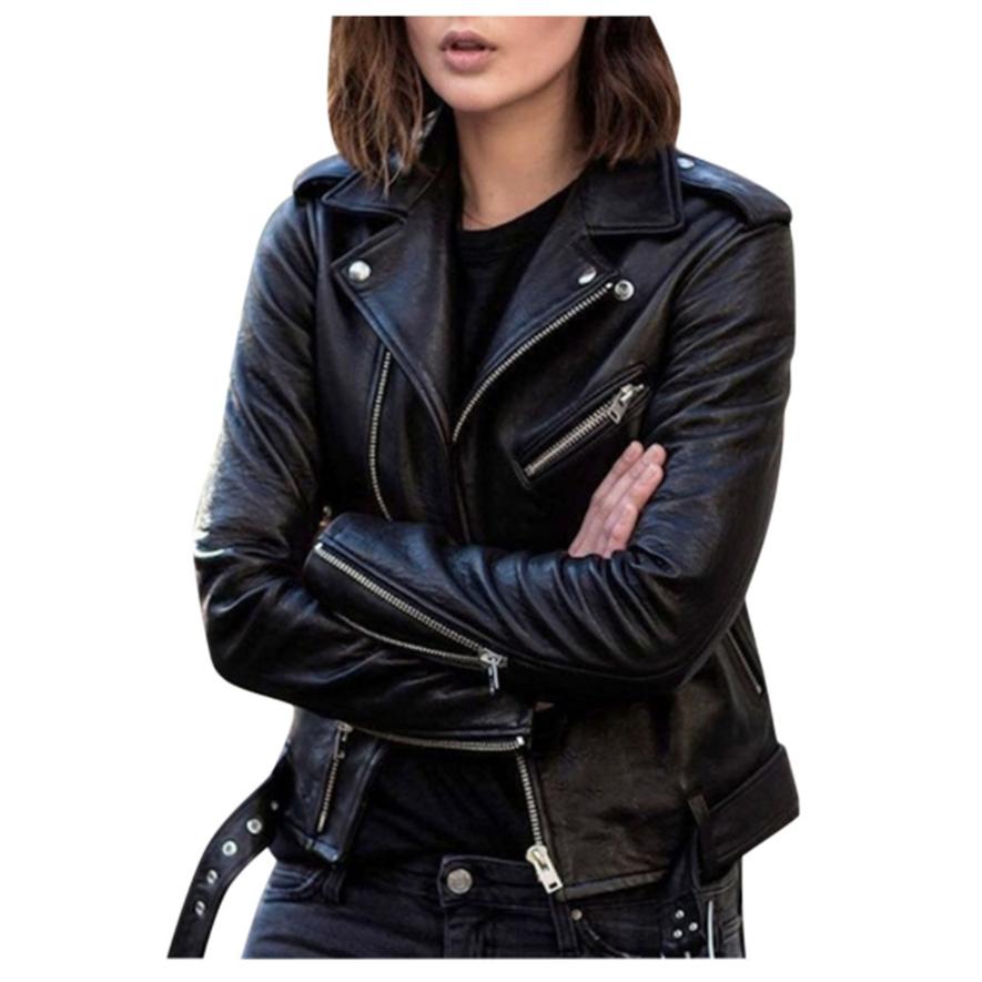 Women's Short Leather Jacket PU Motorcycle Clothing Slim Slim Leather Jacket