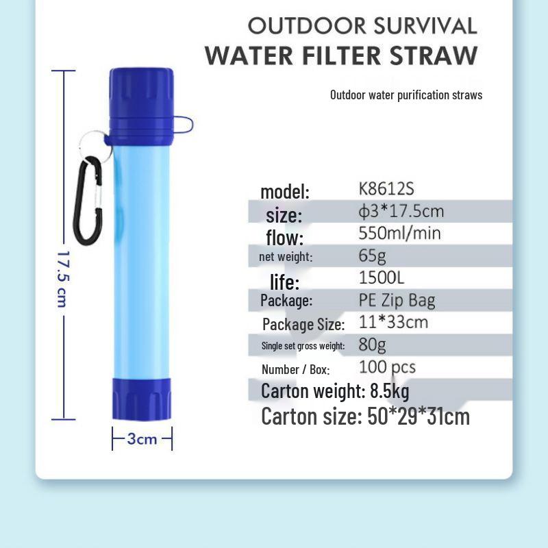 Portable Outdoor Camping Water Purifier Straw for Emergency Survival and Direct Drinking