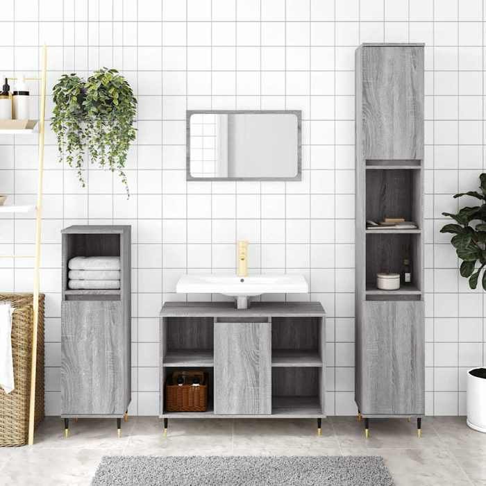 VidaXL Bathroom Cabinet Sonoma Grey 30x30x100 Cm 831554