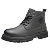 Men's Winter Fur Lined Snow Boots Outdoor Anti Slip Ankle Boots Casual Warm High Top Shoes for Men Lace-Up Fleece Lined Sports Leather Booties