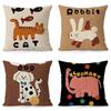 Animal Pattern Throw Pillows Cat Rabbit Dog Elephant Square Polyester Pillowcase, Modern Sofa Decorative Cushion Cover