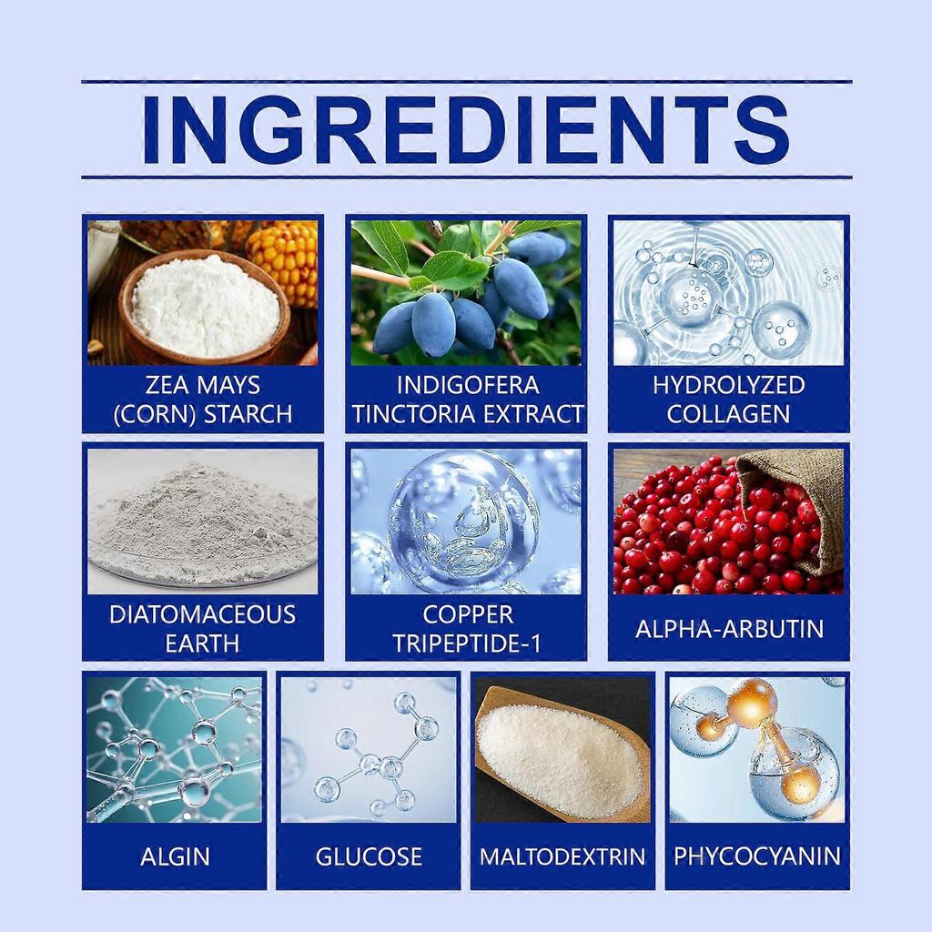 Viareline Indigo Spreadable Mask Powder - Moisturizing, Refines Pores, Evens Skin Tone, Skincare Mask Powder
