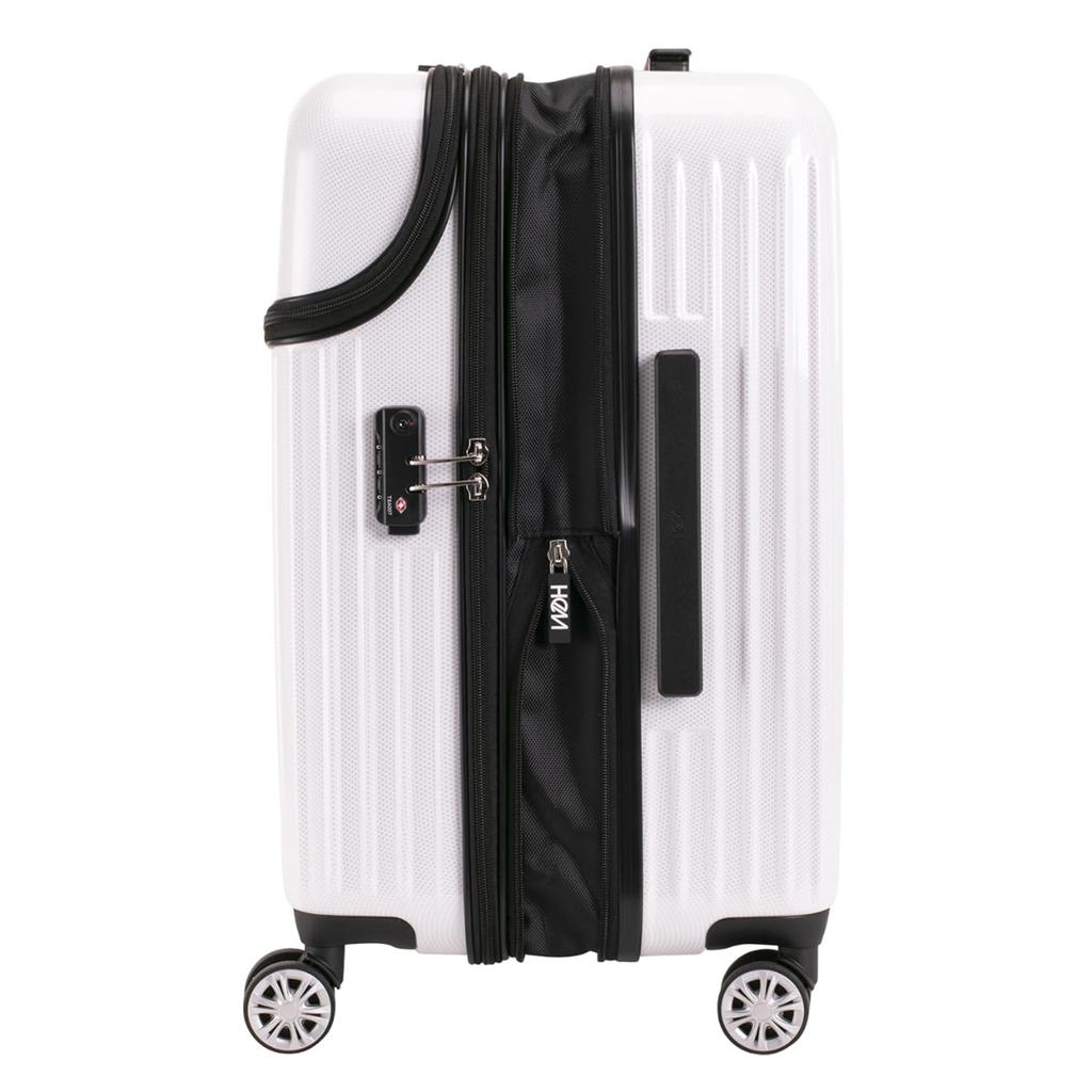 Чемодан для переноски, белый ободок, размер M, удлинение, жесткая сумка для переноски, застежка-молния [HEM] 39-50700 TR-024-02