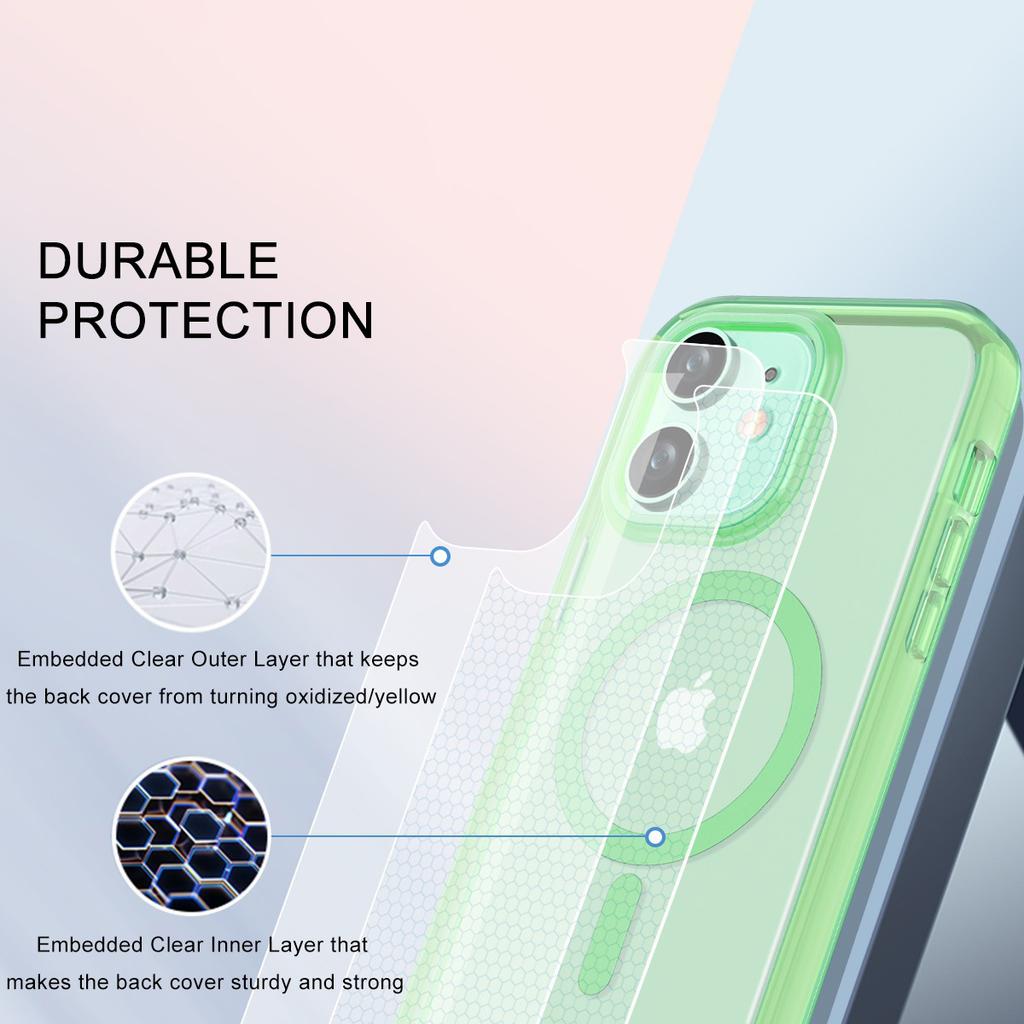 For iPhone 11 Clear Case Front/Back Full Protection Phone Shell Compatible with MagSafe